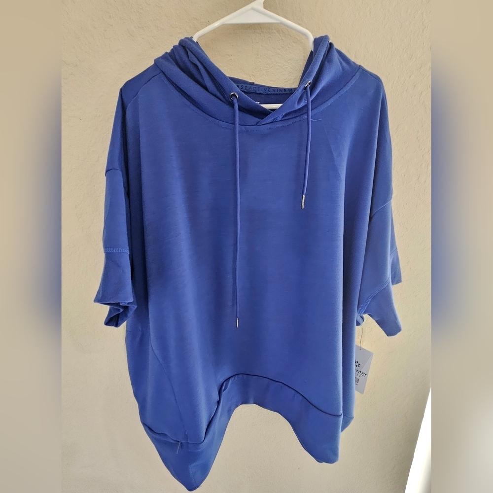 Nine West Sweatshirt Womens 3X Blue Hooded Activewear Athleisure Fall Comfort